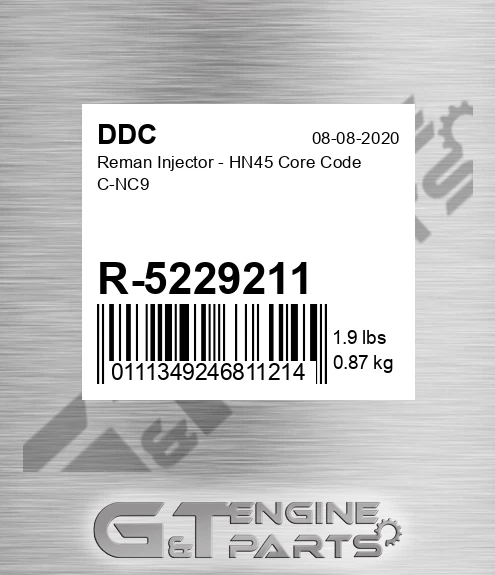 R-5229211 Reman Injector - HN45 Core Code C-NC9