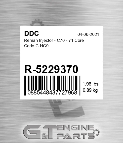 R-5229370 Reman Injector - C70 - 71 Core Code C-NC9