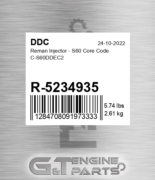 R-5234935 Reman Injector - S60 Core Code C-S60DDEC2