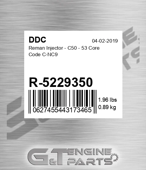 R-5229350 Reman Injector - C50 - 53 Core Code C-NC9