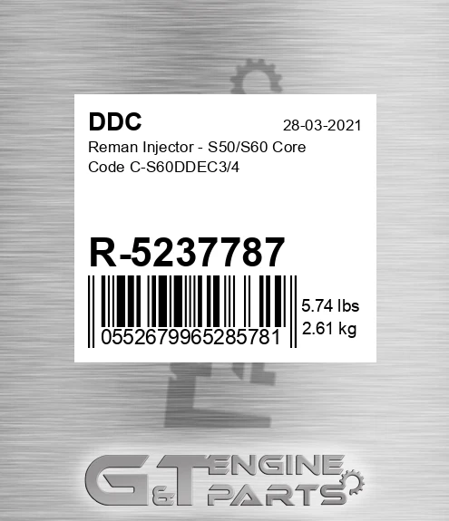 R-5237787 Reman Injector - S50/S60 Core Code C-S60DDEC3/4
