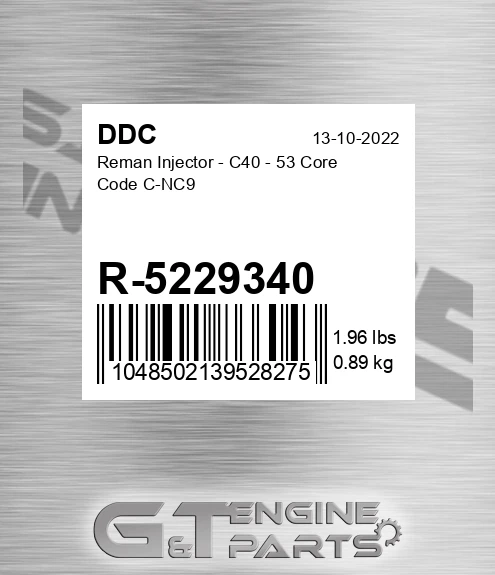 R-5229340 Reman Injector - C40 - 53 Core Code C-NC9
