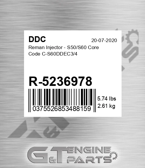 R-5236978 Reman Injector - S50/S60 Core Code C-S60DDEC3/4
