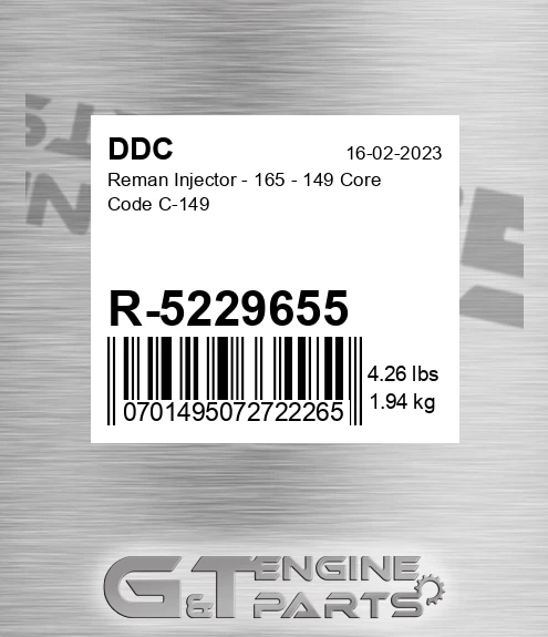 R-5229655 Reman Injector - 165 - 149 Core Code C-149