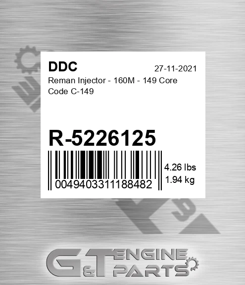 R-5226125 Reman Injector - 160M - 149 Core Code C-149