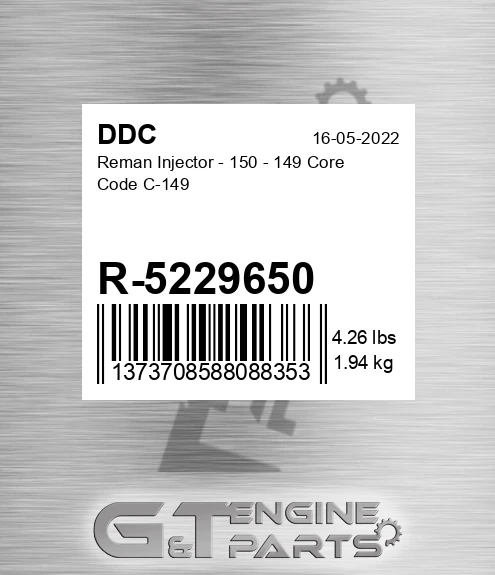 R-5229650 Reman Injector - 150 - 149 Core Code C-149