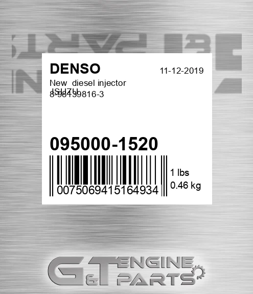 095000-1520 New diesel injector ISUZU 8-98139816-3