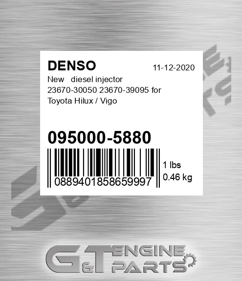 095000-5880 New diesel injector 23670-30050 23670-39095 for Toyota Hilux / Vigo