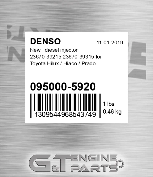 095000-5920 New diesel injector 23670-39215 23670-39315 for Toyota Hilux / Hiace / Prado