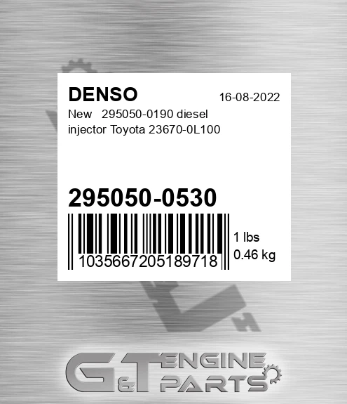 295050-0530 New 295050-0190 diesel injector Toyota 23670-0L100