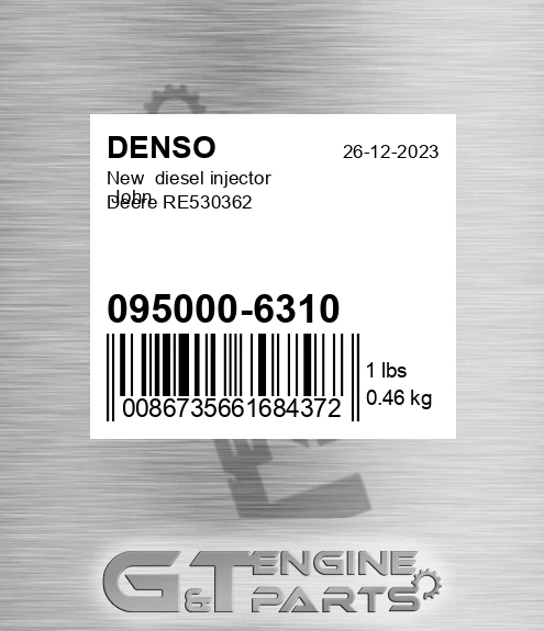 095000-6310 New diesel injector John Deere RE530362