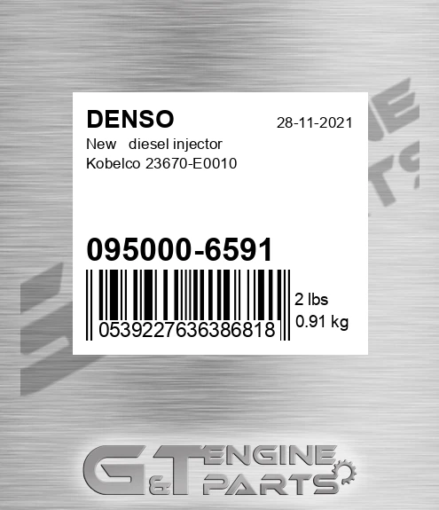 095000-6591 New diesel injector Kobelco 23670-E0010