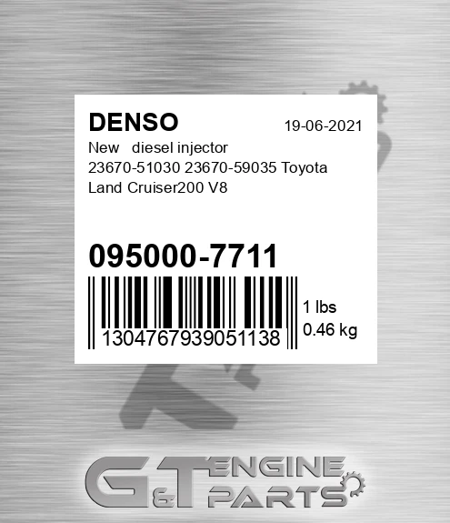 095000-7711 New diesel injector 23670-51030 23670-59035 Toyota Land Cruiser200 V8