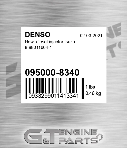 095000-8340 New diesel injector Isuzu 8-98011604-1
