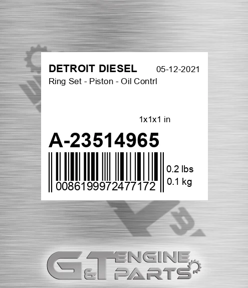 A-23514965 Ring Set - Piston - Oil Contrl