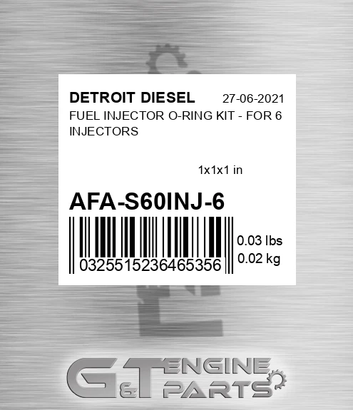 afas60inj6 FUEL INJECTOR O-RING KIT - FOR 6 INJECTORS