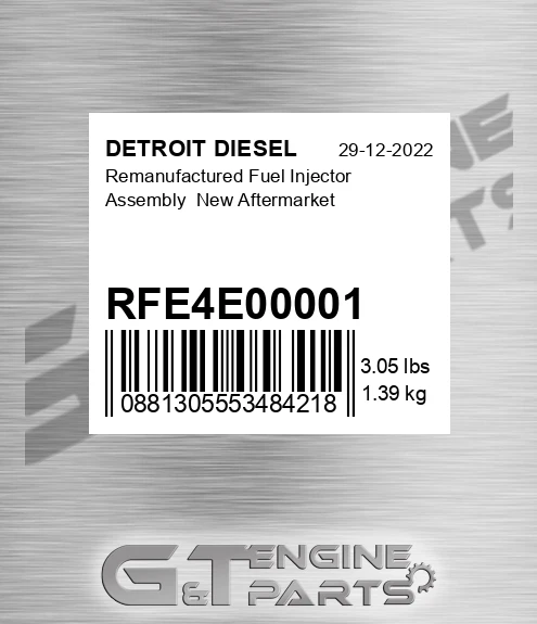RFE4E00001 Remanufactured Fuel Injector Assembly New Aftermarket