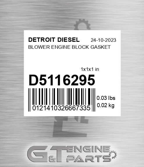 D5116295 BLOWER ENGINE BLOCK GASKET