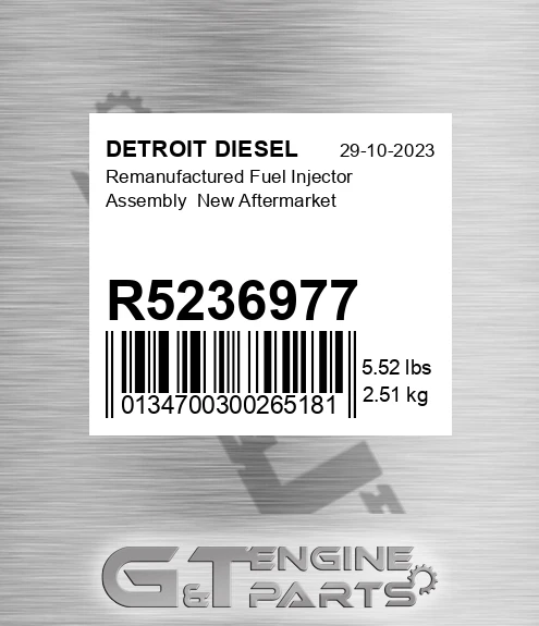 R5236977 Remanufactured Fuel Injector Assembly New Aftermarket