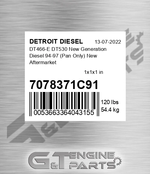 7078371C91 DT466-E DT530 New Generation Diesel 94-97 Pan Only New Aftermarket