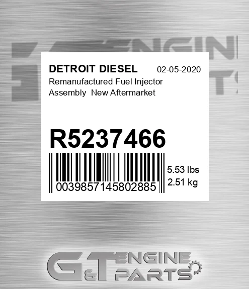 R5237466 Remanufactured Fuel Injector Assembly New Aftermarket