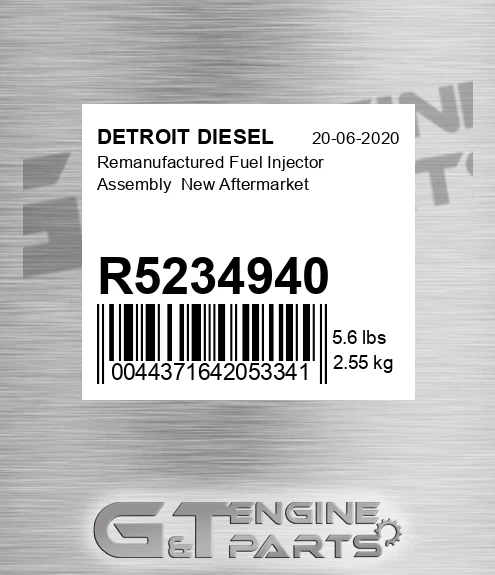 R5234940 Remanufactured Fuel Injector Assembly New Aftermarket