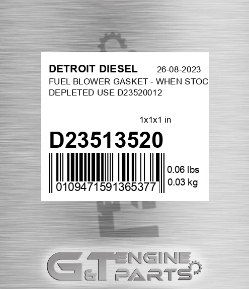 d23513520 FUEL BLOWER GASKET - WHEN STOCK DEPLETED USE D23520012