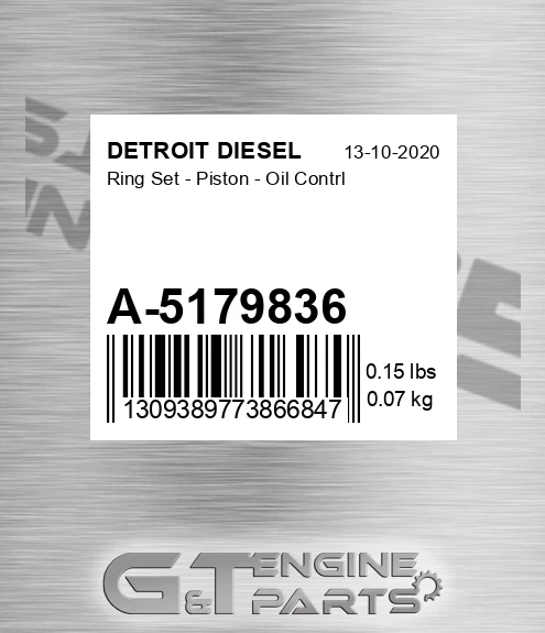 A-5179836 Ring Set - Piston - Oil Contrl