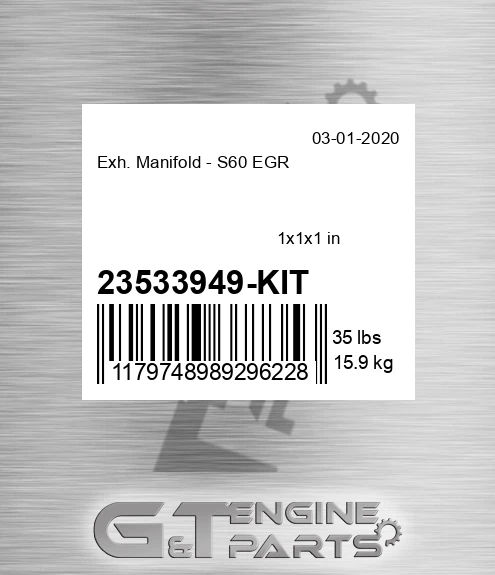 23533949-KIT Exh. Manifold - S60 EGR