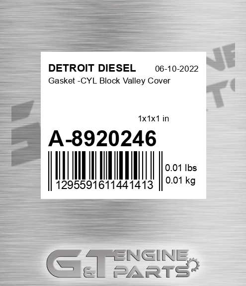 A-8920246 Gasket -CYL Block Valley Cover
