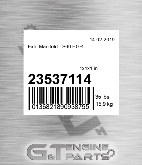 23537114 Exh. Manifold - S60 EGR