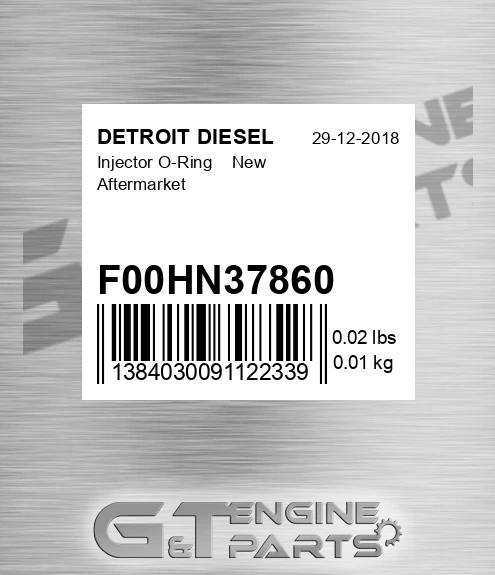 F00HN37860 Injector O-Ring New Aftermarket