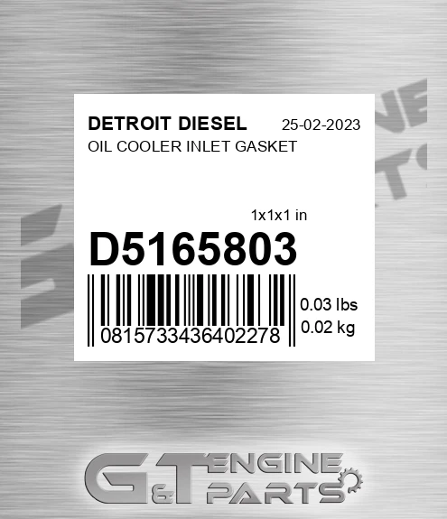 D5165803 OIL COOLER INLET GASKET