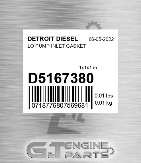 D5167380 LO PUMP INLET GASKET