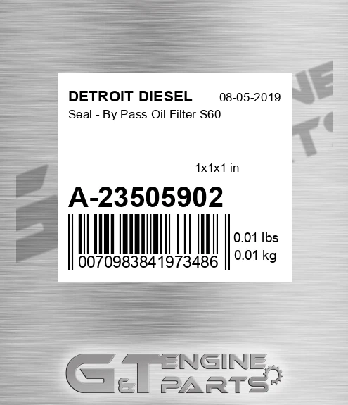 A-23505902 Seal - By Pass Oil Filter S60