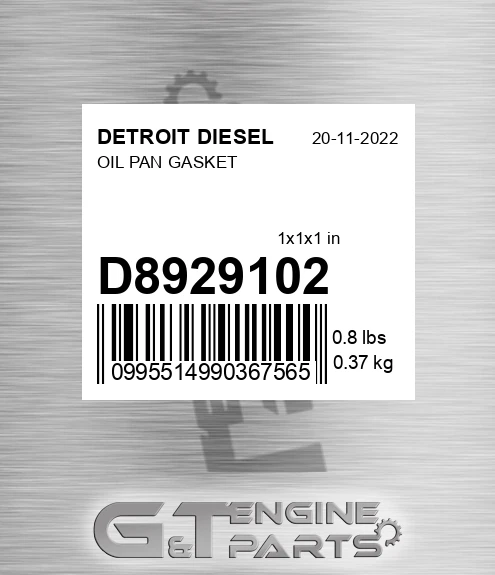 d8929102 OIL PAN GASKET