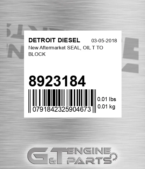 8923184 New Aftermarket SEAL, OIL T TO BLOCK