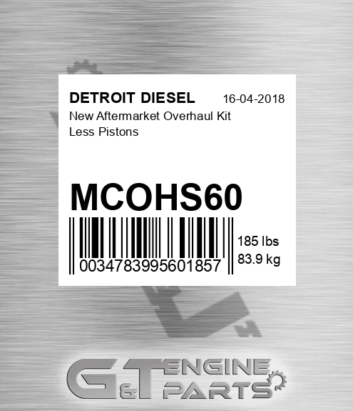 MCOHS60 New Aftermarket Overhaul Kit Less Pistons