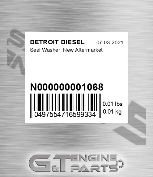 N000000001068 Seal Washer New Aftermarket