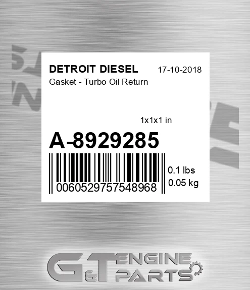 A-8929285 Gasket - Turbo Oil Return