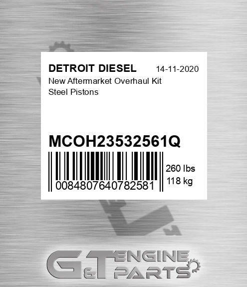 MCOH23532561Q New Aftermarket Overhaul Kit Steel Pistons