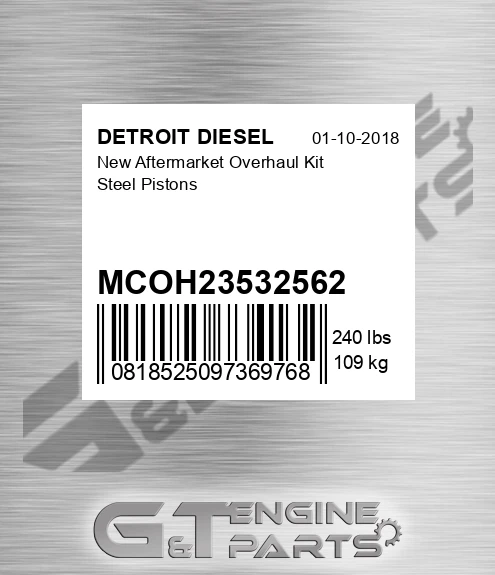 MCOH23532562 New Aftermarket Overhaul Kit Steel Pistons