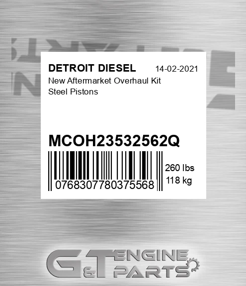 MCOH23532562Q New Aftermarket Overhaul Kit Steel Pistons