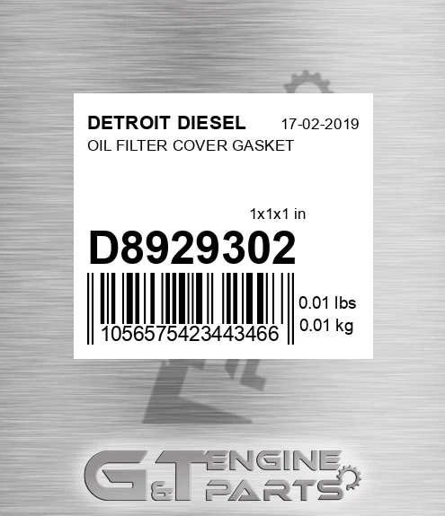 D8929302 OIL FILTER COVER GASKET