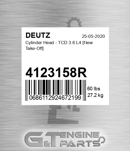 4123158R Cylinder Head - TCD 3.6 L4 [New Take-Off]