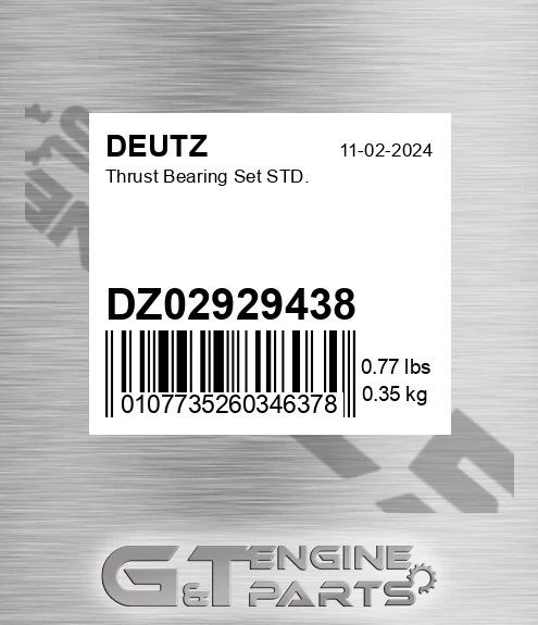 DZ02929438 Thrust Bearing Set STD.