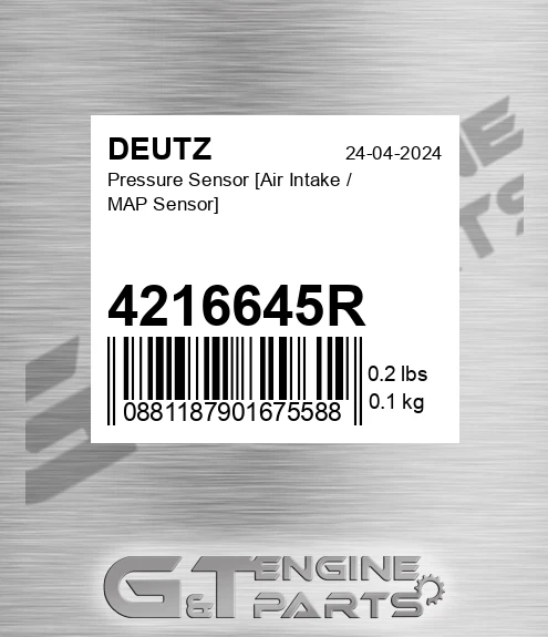 4216645R Pressure Sensor [Air Intake / MAP Sensor] made to fit DEUTZ ...
