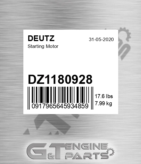 DZ1180928 Starting Motor