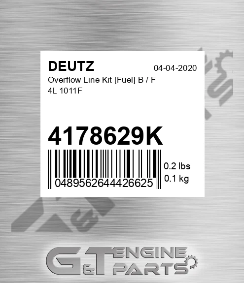 4178629K Overflow Line Kit [Fuel] B / F 4L 1011F made to fit DEUTZ ...