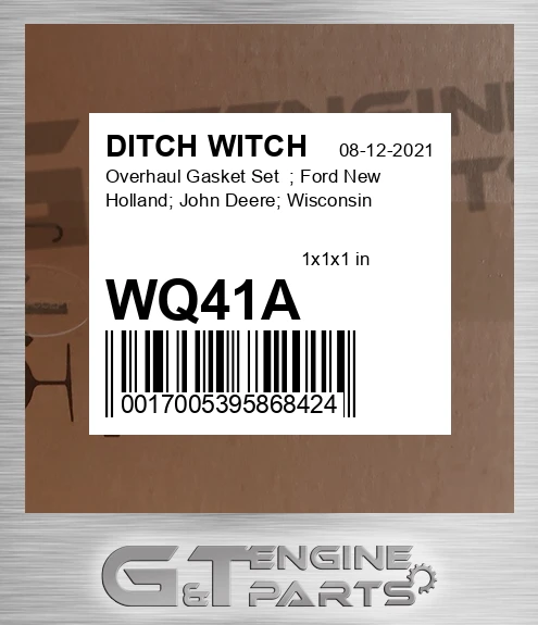 WQ41A Overhaul Gasket Set ; Ford New Holland; John Deere; Wisconsin